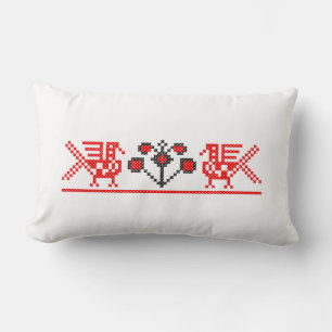 Cross-stitch birds lumbar cushion