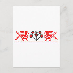 Cross-stitch birds postcard