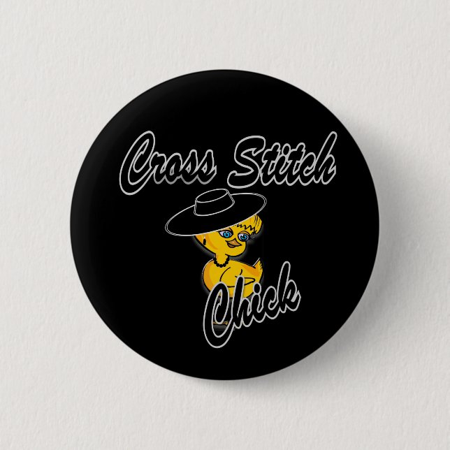 Cross Stitch Chick #4 6 Cm Round Badge (Front)