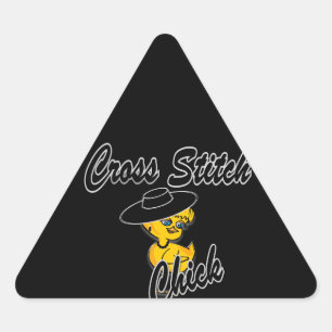 Cross-Stitch chick #4 Triangle Sticker