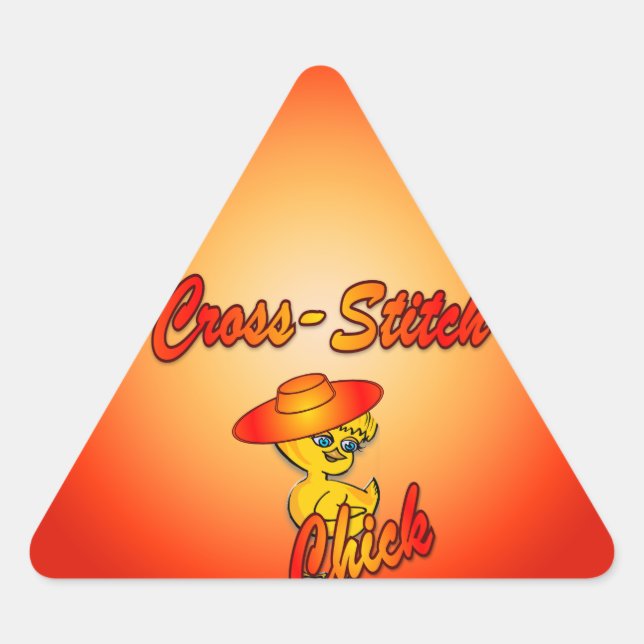Cross-Stitch Chick #5 Triangle Sticker (Front)