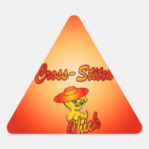 Cross-Stitch Chick #5 Triangle Sticker