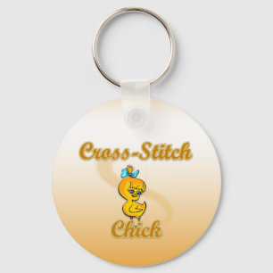 Cross-Stitch Chick Key Ring