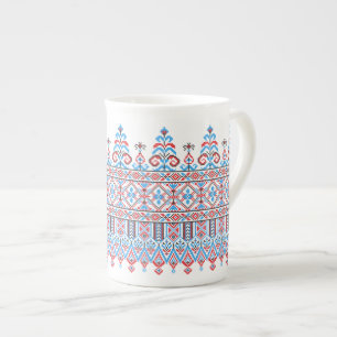 Cross-stitch design bone china mug