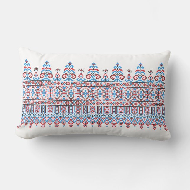 Cross-stitch design lumbar cushion (Front)