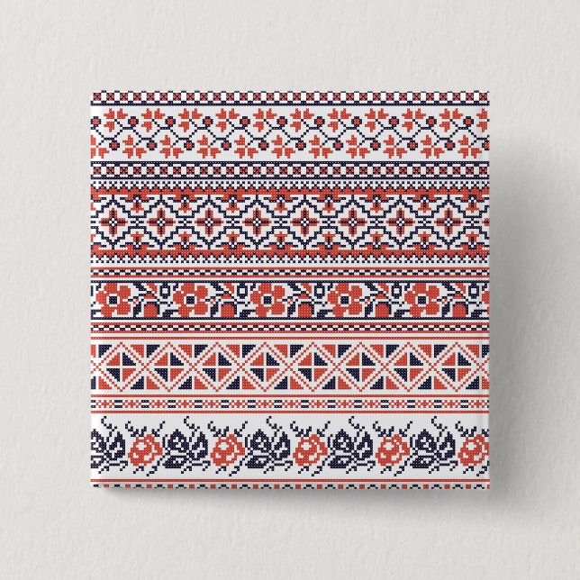 Cross-stitch design Patterns 15 Cm Square Badge (Front)