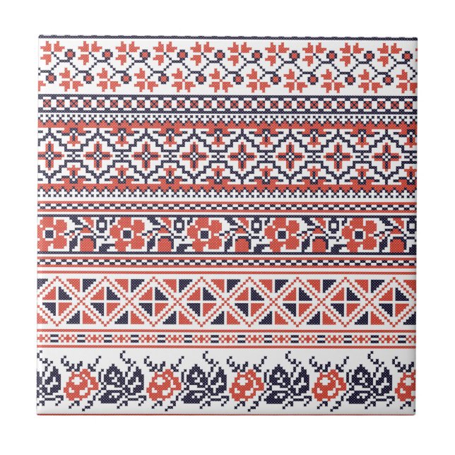 Cross-stitch design Patterns Ceramic Tile (Front)
