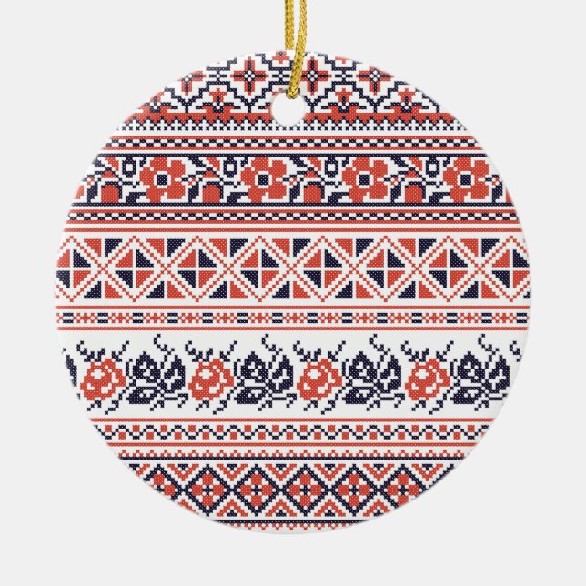 Cross-stitch design Patterns Ceramic Tree Decoration (Front)