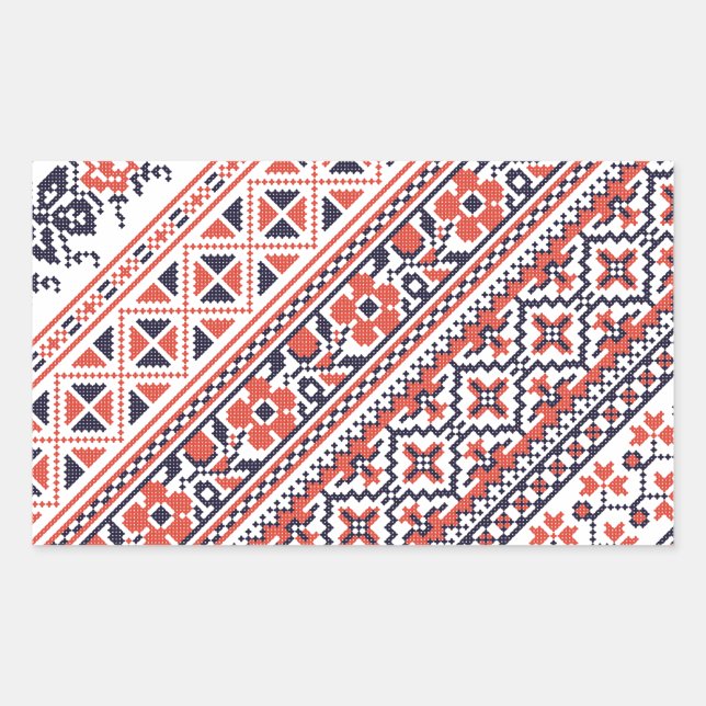 Cross-stitch design Patterns Rectangular Sticker (Front)