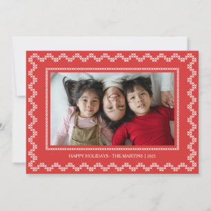 Cross stitch frame happy holidays Christmas Card