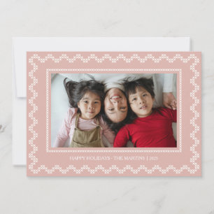Cross stitch frame happy holidays Christmas Card