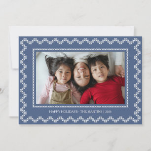 Cross stitch frame happy holidays Christmas Card