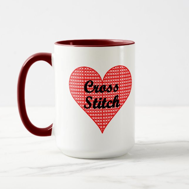 Cross Stitch Heart  Mug (Left)