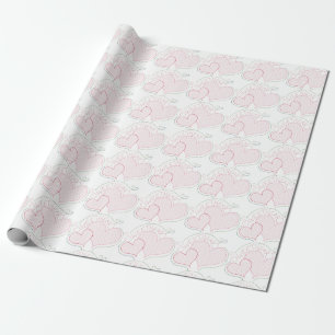 Cross-stitch Hearts Sweetheart Wrapping Paper