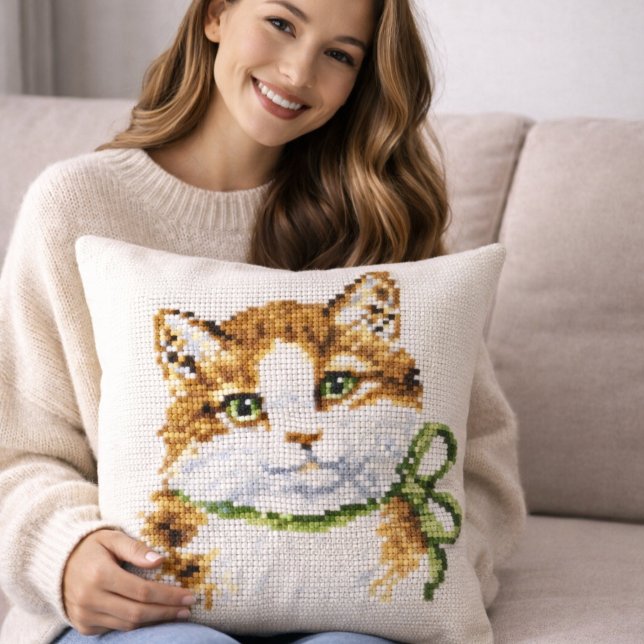Cross Stitch Kitten  Cushion (Creator Uploaded)