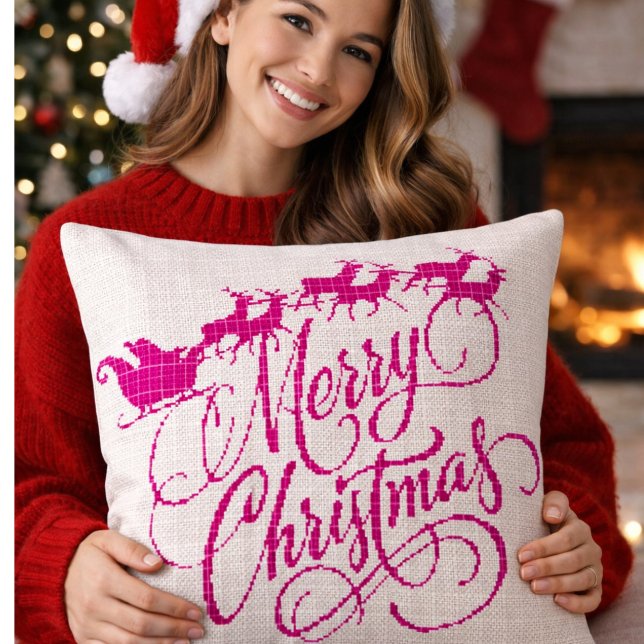 Cross Stitch Merry Christmas Throw Pillow (Creator Uploaded)