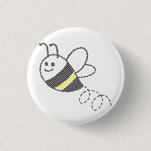 Cross Stitch Pattern Print Cute Bee 3 Cm Round Badge