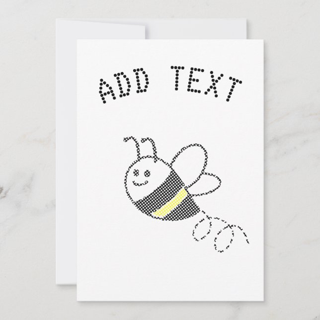 Cross Stitch Pattern Print Cute Bee Baby Shower Invitation (Front)