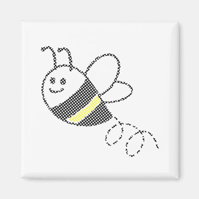 Cross Stitch Pattern Print Cute Bee  Magnet (Front)