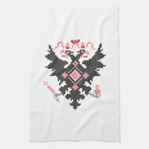 Cross-stitch RUSSIAN IMPERIAL TWO-HEADED EAGLE Tea Towel