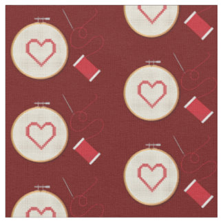 Cross Stitch Sewing Heart Fabric