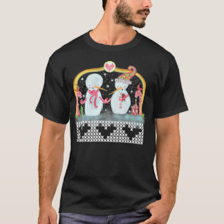Cross Stitch Snow Couple Premium T-Shirt