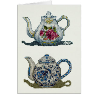 Cross stitch teapots card