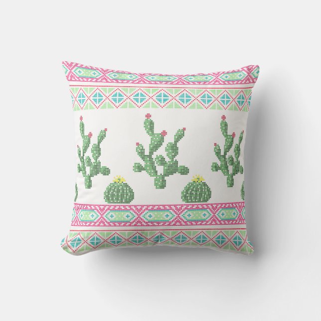 Cross stitch tribal embroidery cross-stitch mexica cushion (Front)
