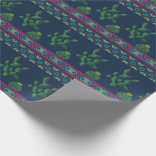Cross stitch tribal embroidery cross-stitch mexica wrapping paper