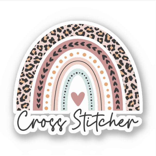 Cross Stitcher Leopard Rainbow, Cross Stitch (Front)