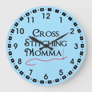 Cross Stitching Momma Large Clock
