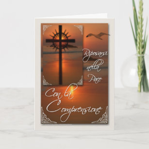 Cross Sunset Con la Comprensione Italian Sympathy Card