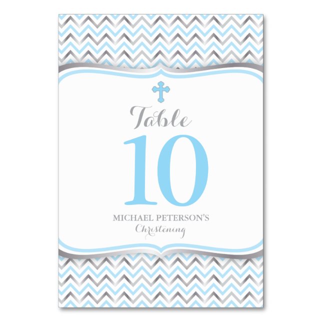 Cross Table Number-Blue & Silver Table Number (Front)
