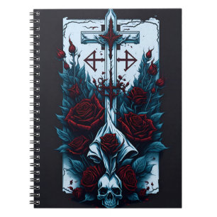 cross tattoo flower 10 notebook