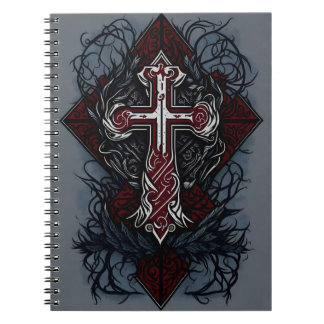 cross tattoo flower 28 notebook