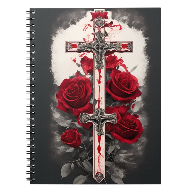 cross tattoo flower 3 notebook (Front)
