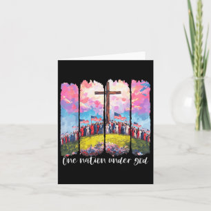 Cross Usa One Nation Under God Flag Faith Christia Card