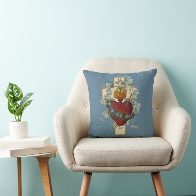 Cross Virgin Mary Immaculate Heart Religious  Coff Cushion (Chair)