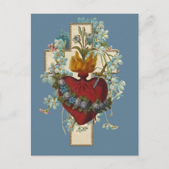 Cross Virgin Mary Immaculate Heart Religious  Postcard (Front)