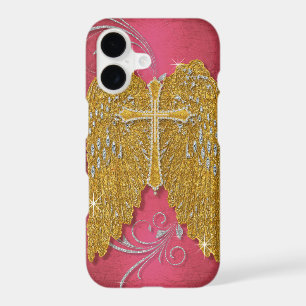 Cross w Glitter Diamond Jewel Look Angel Wings