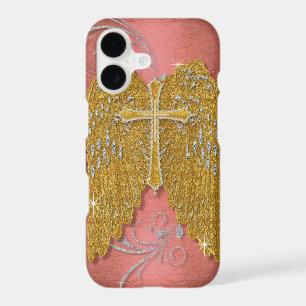 Cross w Glitter Diamond Jewel Look Angel Wings