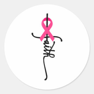 Cross Warrior Survivor Pink Ribbon Breast Cancer 2 Classic Round Sticker