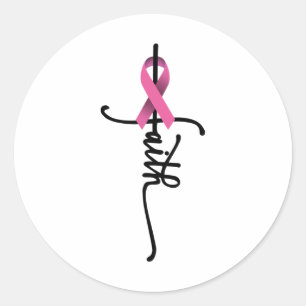 Cross Warrior Survivor Pink Ribbon Breast Cancer  Classic Round Sticker