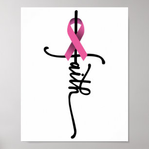 Cross Warrior Survivor Pink Ribbon Breast Cancer  Poster