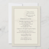 Cross Watermark Ecru Religious Invitation