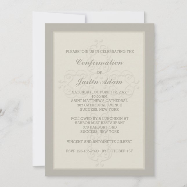 Cross Watermark Religious Invitation (Front)