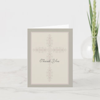 Cross Watermark Religious Thank You Card