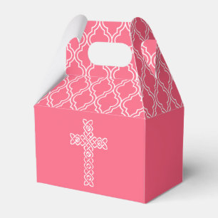 Cross   Watermelon Pink Communion Party Favour Box