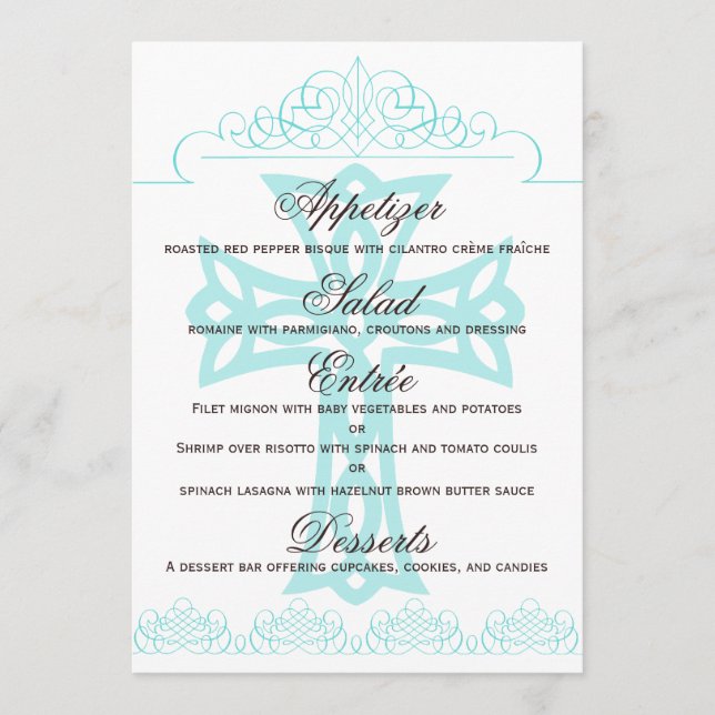 Cross Wedding Menu Cards (Front)