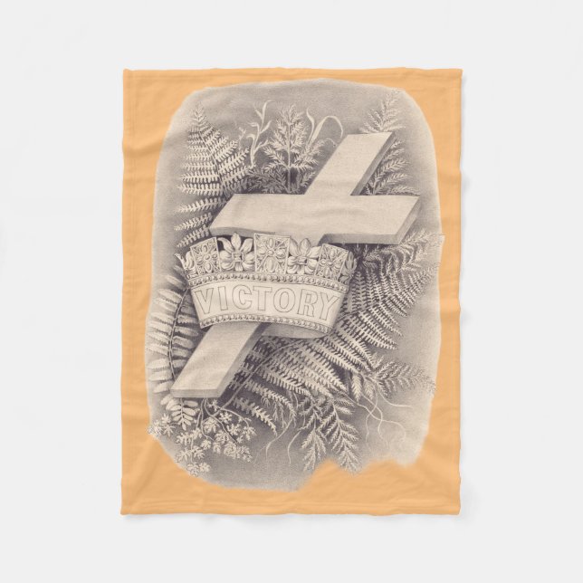 Cross with a crown and victory fleece blanket (Front)